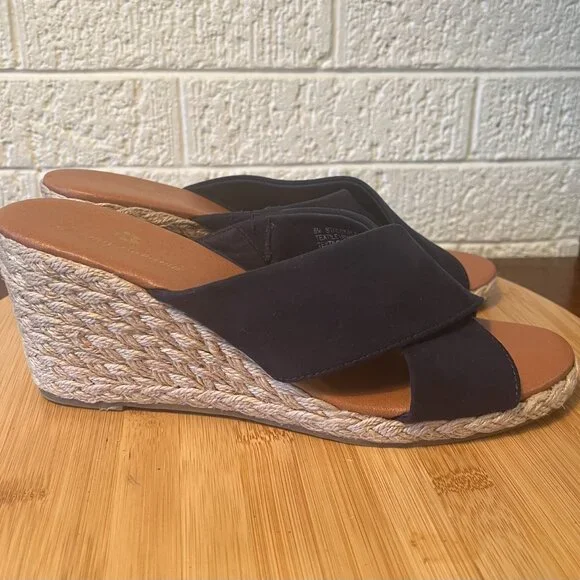 Tommy Bahama Navy Blue Stacey Wedge Espadrille Slip-on Sandals Size 8.5M - Picture 3 of 9